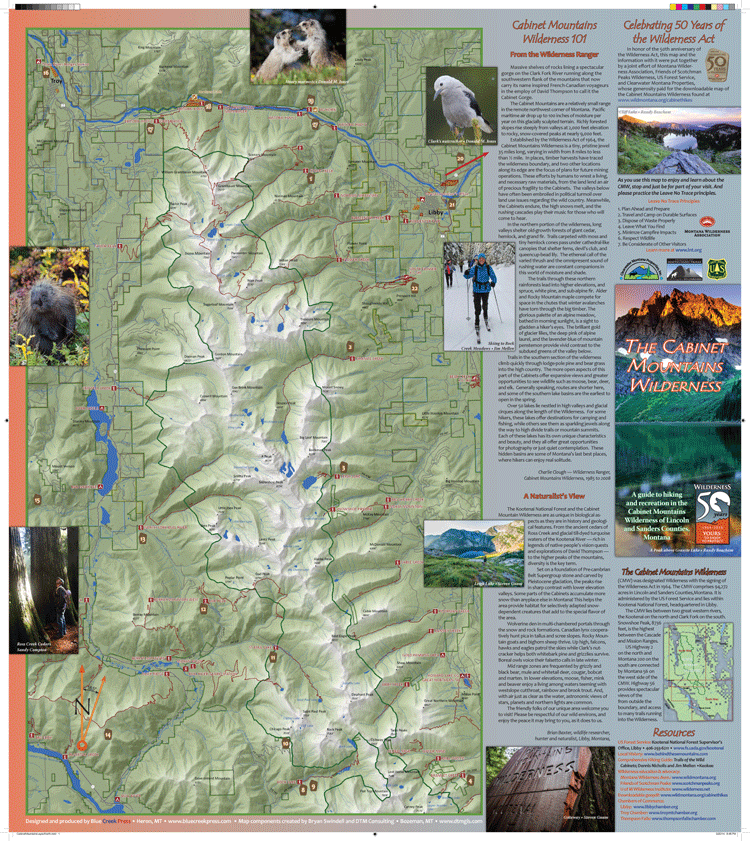 The Cabinet Mountains Wilderness Map Of 2014 Blue Creek Press
